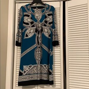 Teal and black sheath dress size 10